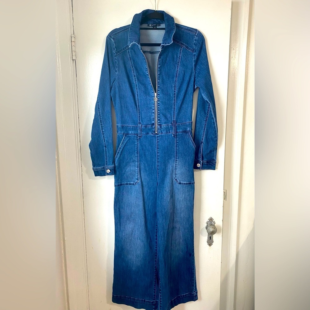 Denim Zip Front Jumpsuit Boiler Suit
